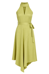 Sonia Olive Satin Midaxi Dress