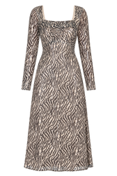 Delaunay Zebra Print Square Neck Midi Dress