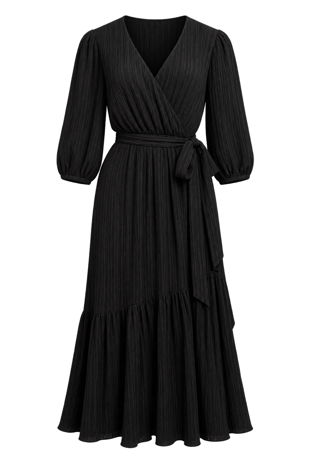 Georgia Black Mock Wrap Midaxi Dress