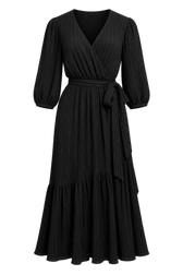 Georgia Black Mock Wrap Midaxi Dress