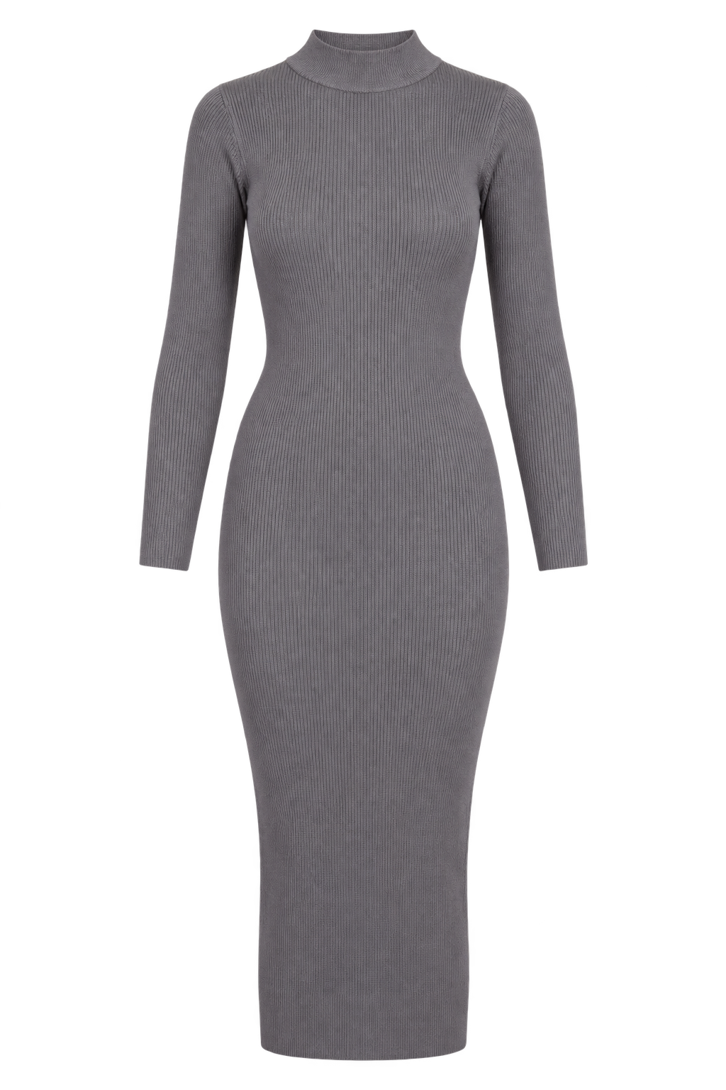 Protea Grey Rib Knit Midaxi Bodycon Dress