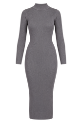 Protea Grey Rib Knit Midaxi Bodycon Dress