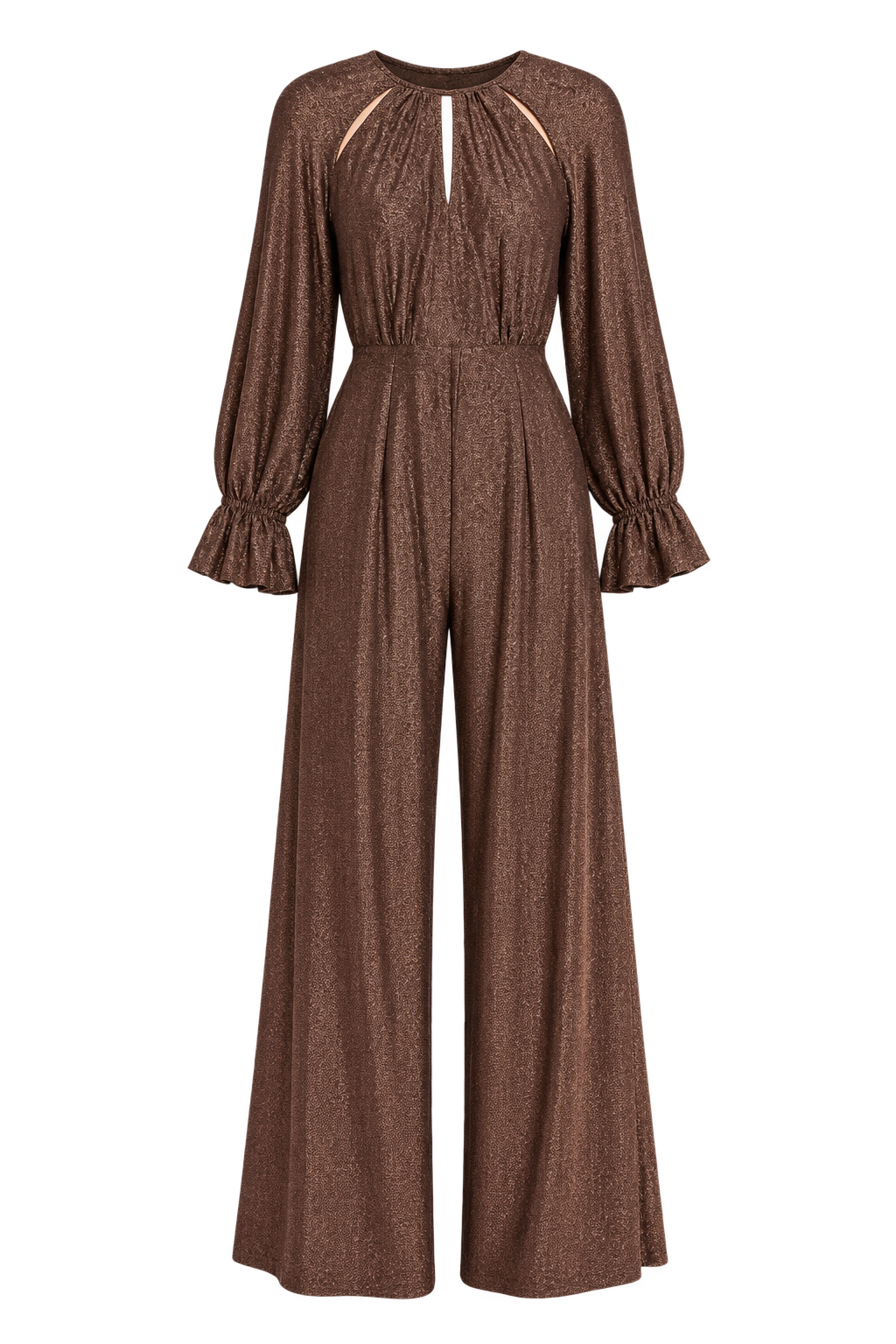 Dora Brown Metallic Cut Out Jumpsuit