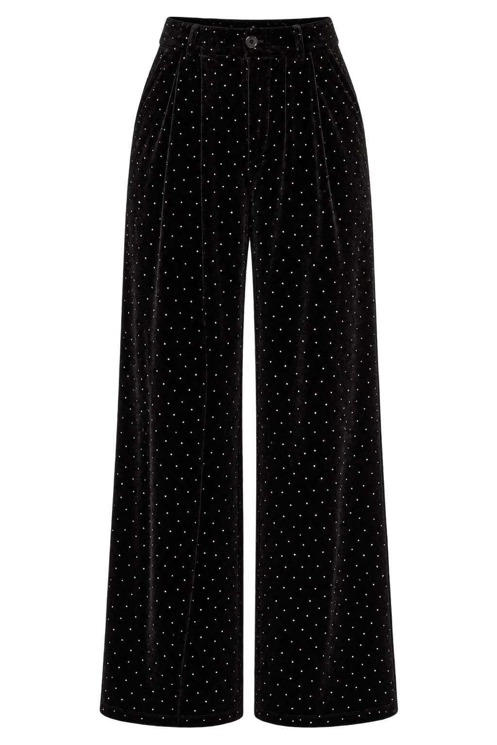Meret Black Velvet and Silver Diamante Trousers