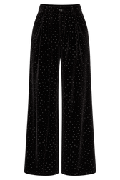 Meret Black Velvet and Silver Diamante Trousers