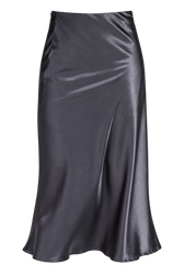 Suzanne Grey Satin Midi Slip Skirt
