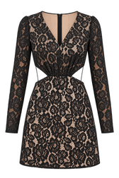 Valadon Black Lace Cut-Out Mini Dress by Chloe Lewis