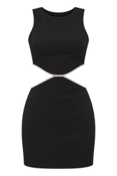 Martin Black Diamanté Cut-Out Mini Dress by Chloe Lewis