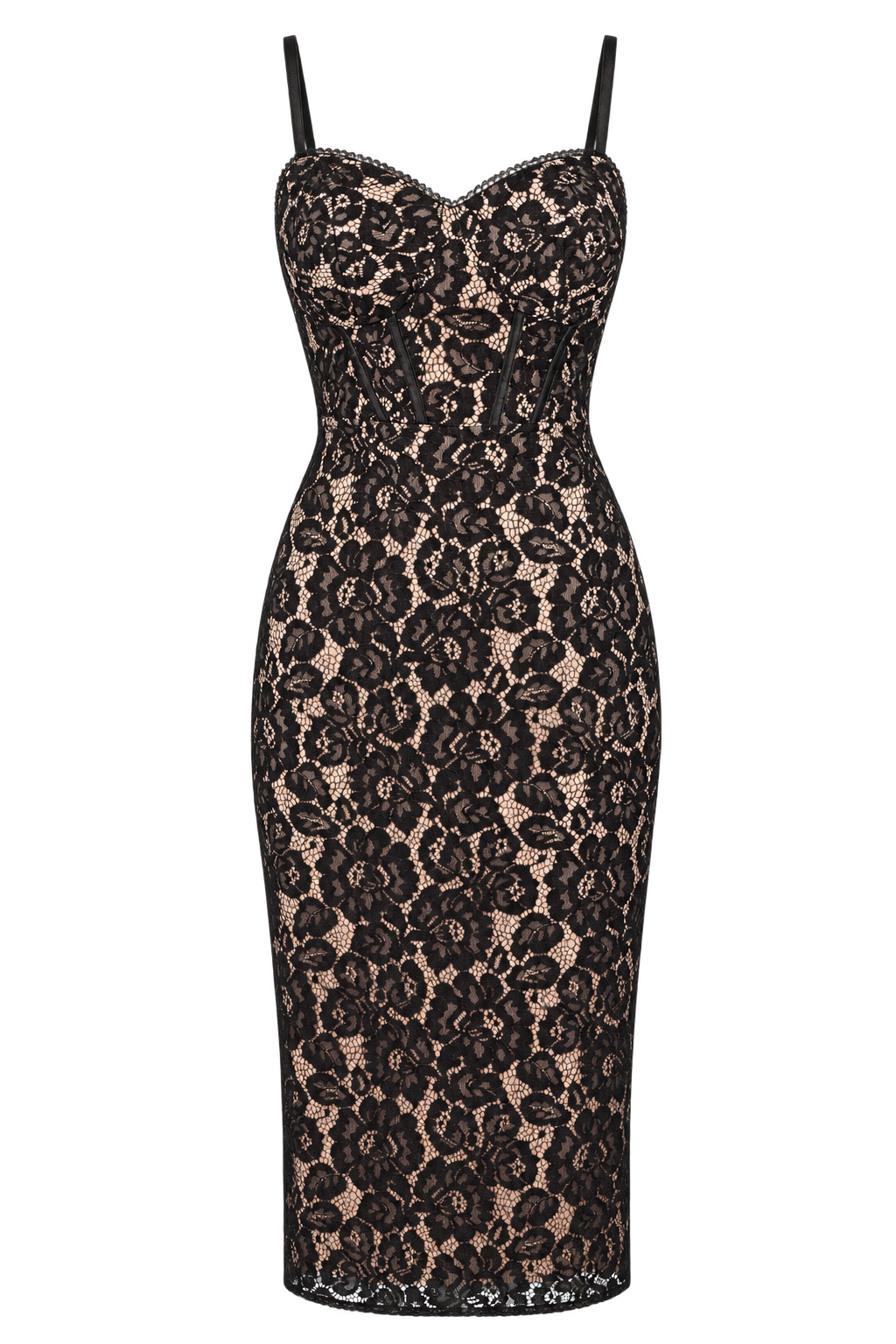 Elaine Black Lace Midi Dress by Chloe Lewis