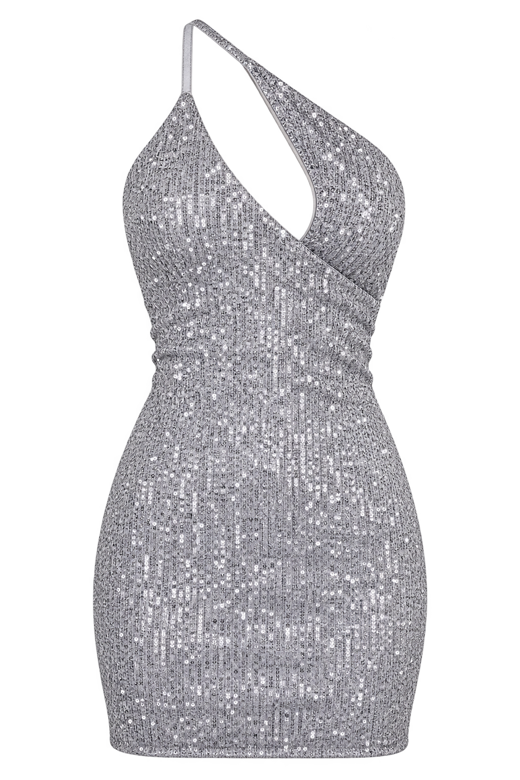 Mitchell Silver Sequin Asymmetric Mini Dress by Chloe Lewis