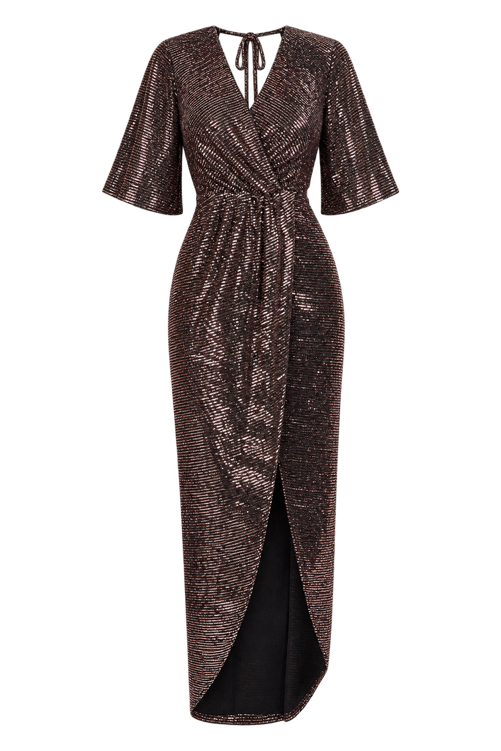 Krasner Black Foil Mock Wrap Maxi Dress by Chloe Lewis