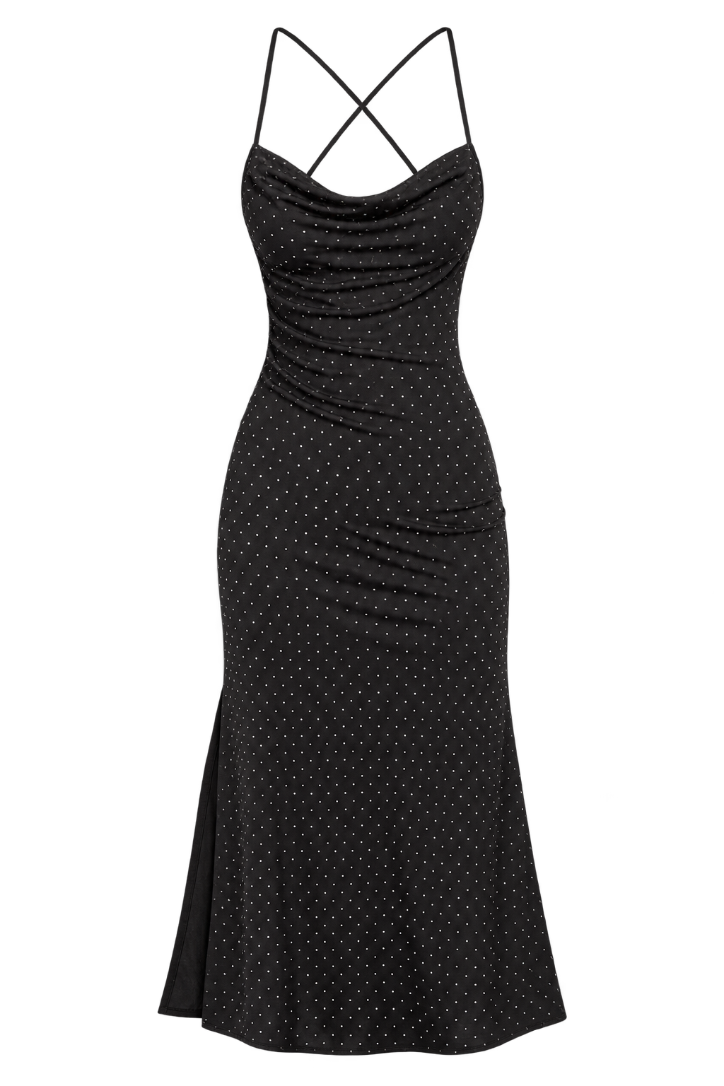 Riley Black Embellished Slinky Cowl Neck Midi Dress by Chloe Lewis