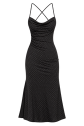Riley Black Embellished Slinky Cowl Neck Midi Dress by Chloe Lewis