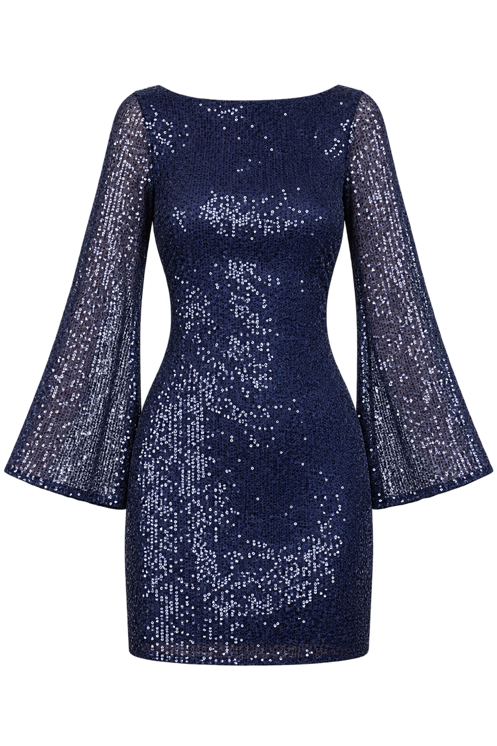 Wisteria Navy Sequin Backless Mini Dress by Chloe Lewis
