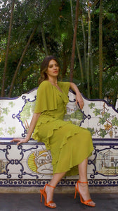 Olive Frill Midi DressDressesMidaxi DressLittle Mistress