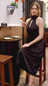 Black Spot Print Rosette Midaxi DressDressesDressesLittle Mistress