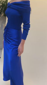 Cobalt Blue Knot Detail Bardot JumperSweatersBardot JumperLittle Mistress